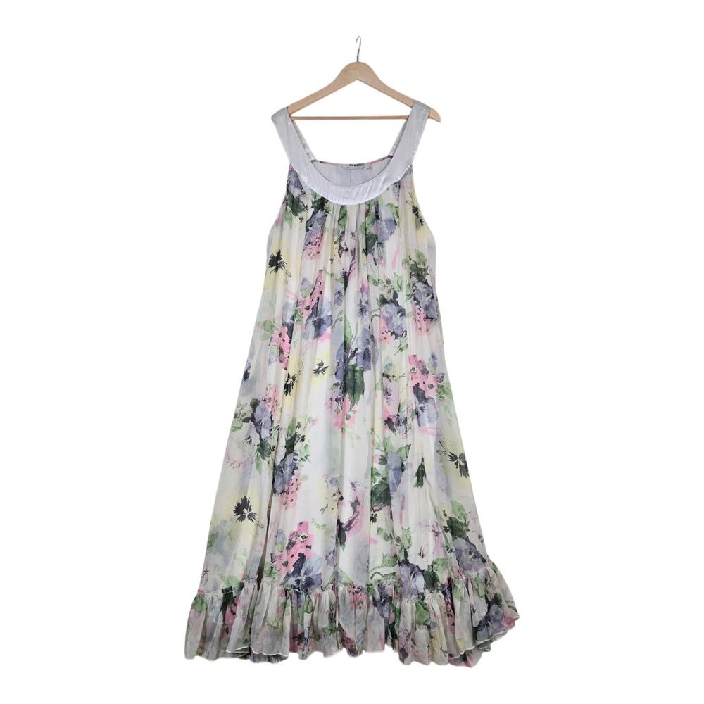 Soft Surroundings Floral Maxi Dress 2X Watercolor Romantic Garden Party *READ*